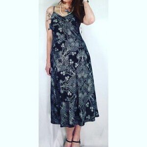 00's Vintage "Apostrophe" Black Paisley Bias Cut Satin Slip Maxi Dress